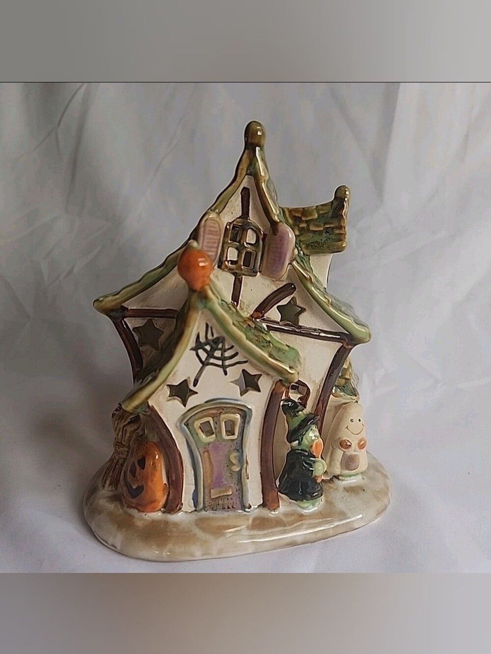 Ceramic Tealight Halloween Haunted House Tii Collections